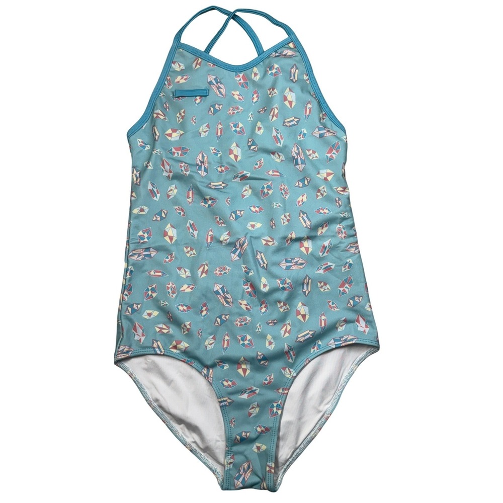 King of Redonda One Piece Girls/Kids Swimwear 14 Blue‎ Geometric Criss Cross NWT